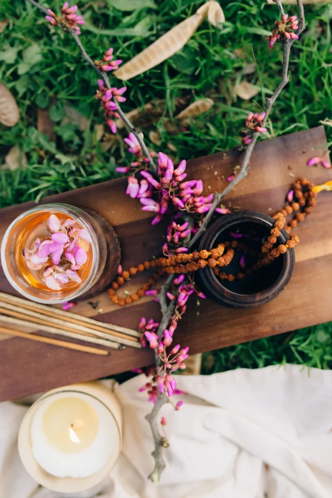 Ayurvedic altar with natural objects