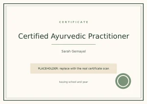 Certificate: Certified Ayurvedic Practitioner