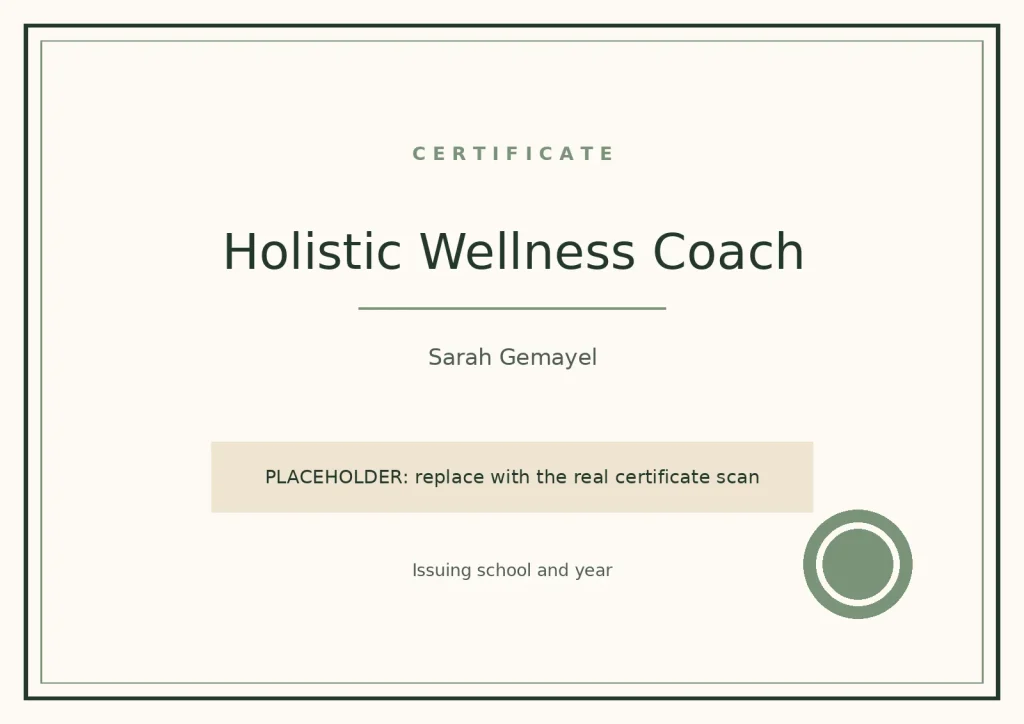 Certificate: Holistic Wellness Coach
