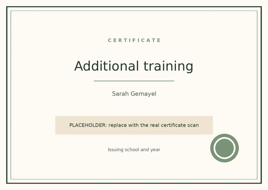 Certificate: Additional training