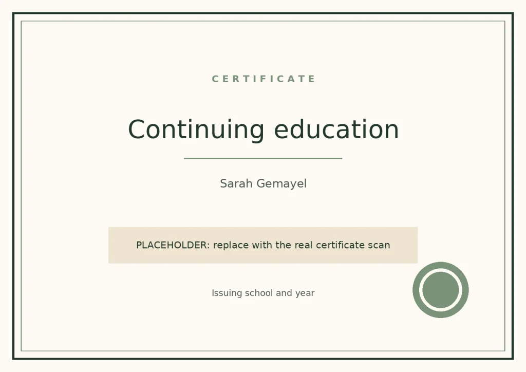 Certificate: Continuing education